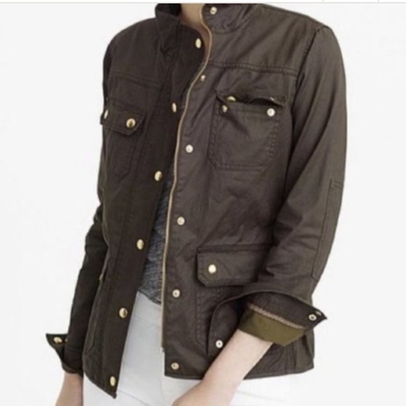 J. Crew Relaxed Brown Twill Field Jacket Women's Size L - Picture 1 of 9